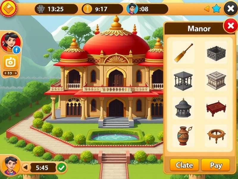 Dazzling Manor Maker design interface showing Indian architectural elements
